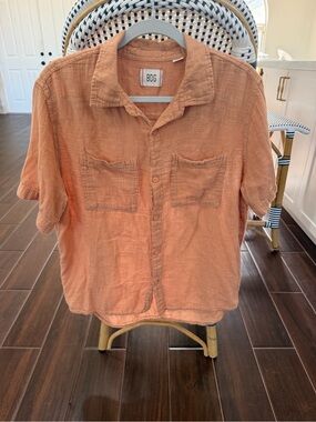 BDG Urban Outfitters Peach Gauze Short Sleeve Button Up Shirt Women's Large